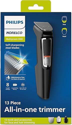 Miniatura 8 de Philips Norelco Multi Groomer 3000 - Máquina de afeitar todo en uno, kit de aseo para hombre, 13 piezas, para barba, cara, nariz y orejas, sin