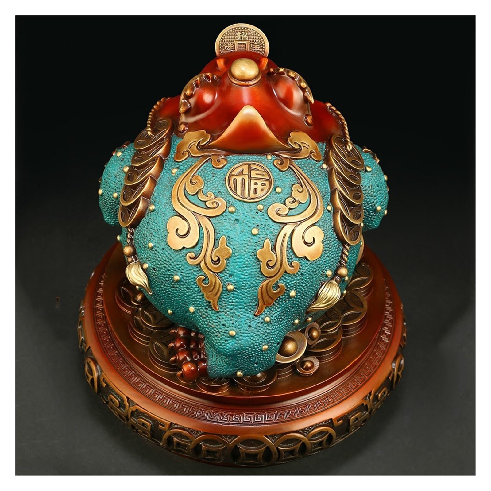 Glücklicher Geld Frosch,Feng Shui Geld Frosch, Frosch-Heimdekoration, Frosch-Schatzbecken-Statue(Medium)