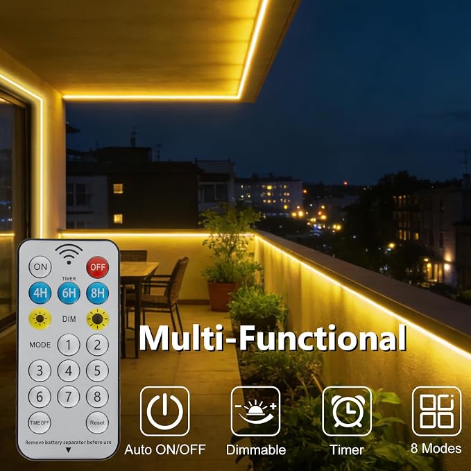 Tira LED solar exterior 66 pies 640 LEDs blanca cálida miniatura 2