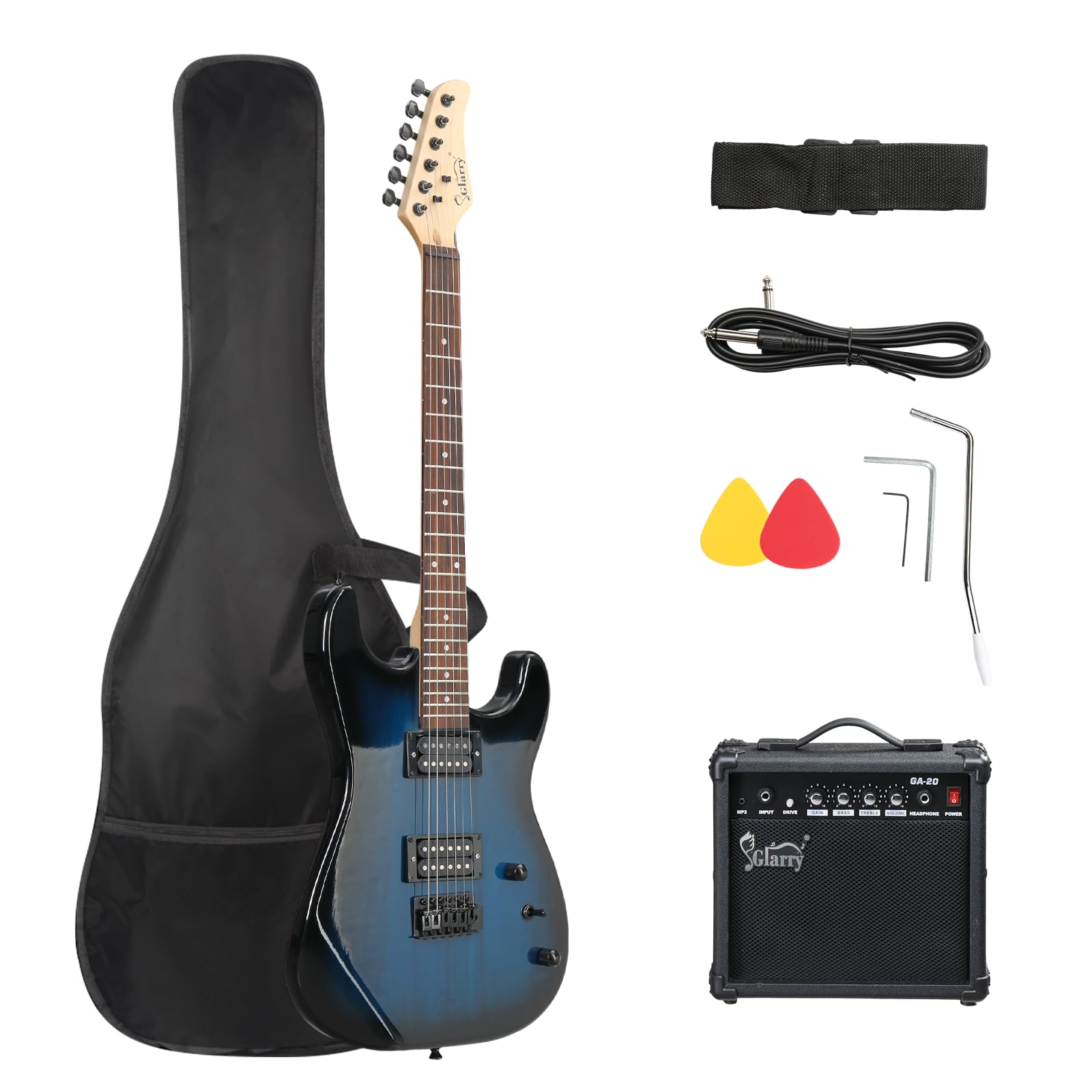 GLARRY 39in Electric Guitar Kit, H-H Pickup Full Size Set for Beginners, Starter Adults w…