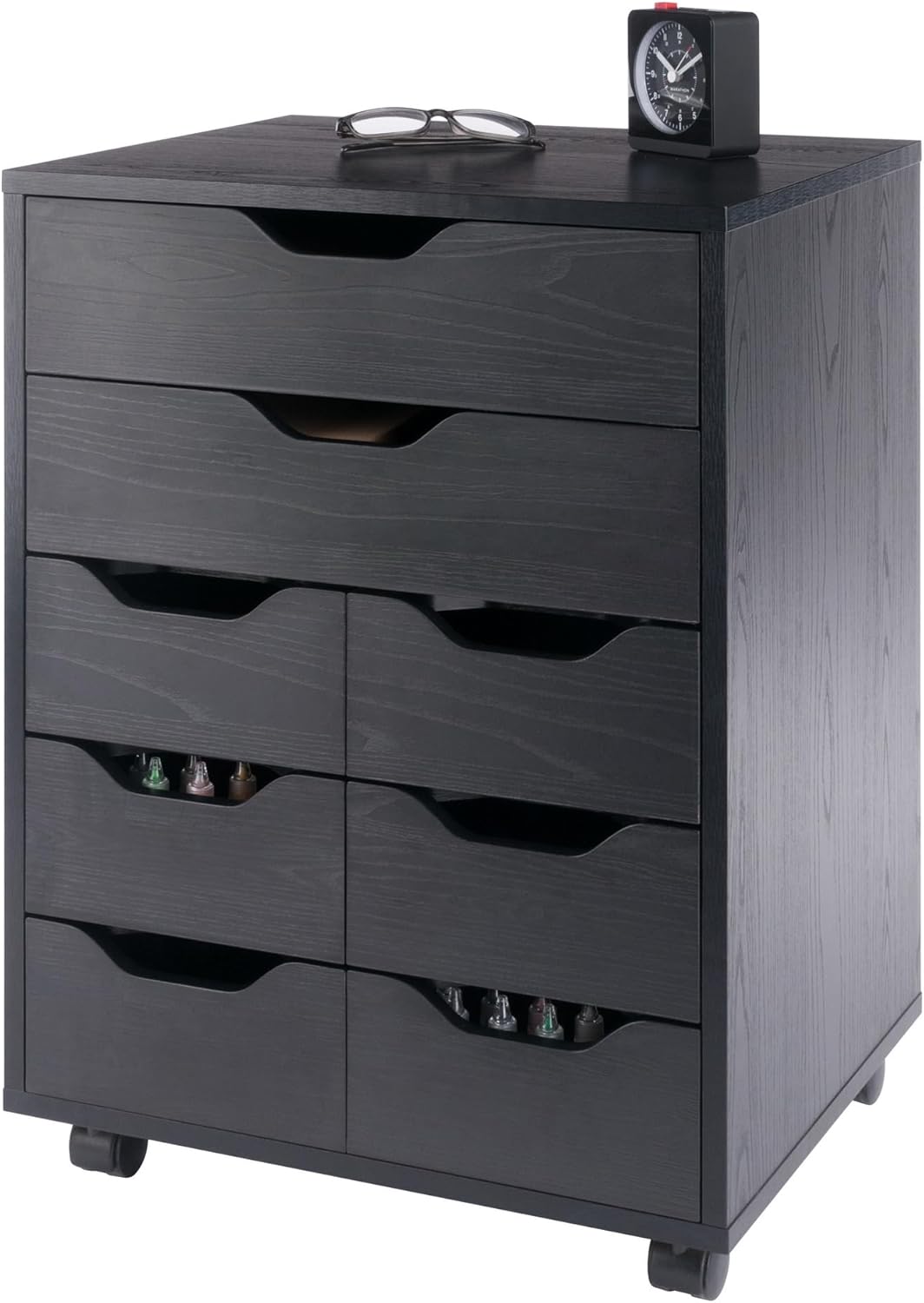 Winsome Norfolk Cabinet with 2 Drawers and 6 Bins in Black Finish - Image 9