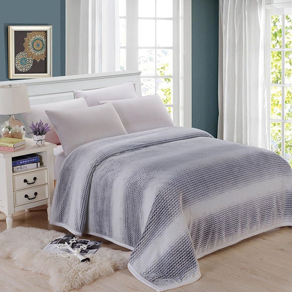 ShineMoon Luxury Super Sofa Home Warm Blanket Throw Over for Bed Couch Outdoor Travel Camping Blankets for Cold Grey/White, 200x230cm