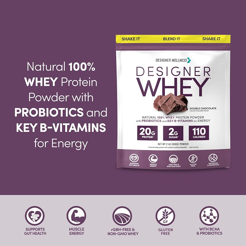 Designer Wellness, Double Chocolate, Designer Whey Protein Powder, 2lb image 3