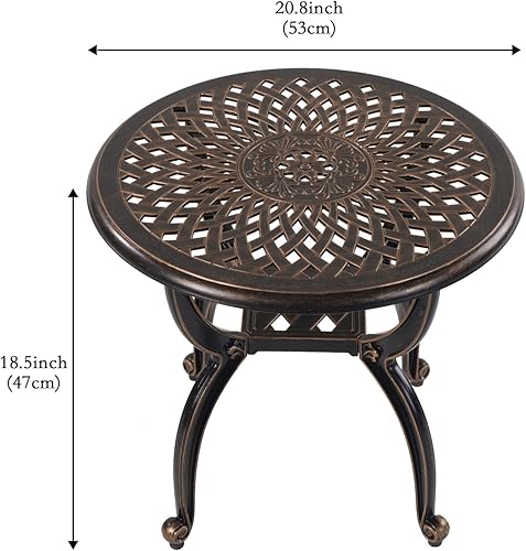 Miniatura 2 de CG Mesas auxiliares para exteriores, mesas auxiliares de aluminio fundido, mesa auxiliar antioxidante para jardín, patio, césped (mesas redondas,