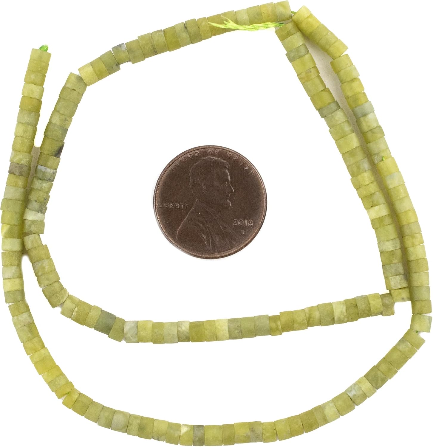 The Bead Chest Light Green Serpentine Heishi Beads 4mm Afghanistan Gemstone 14 Inch Strand