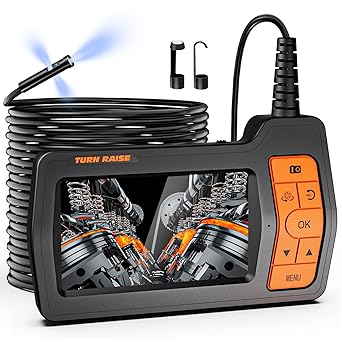Triple Lens Sewer Inspection Camera with 50FT Semi-Rigid Cable, 1080P HD Endoscope Camera with Light, 5
