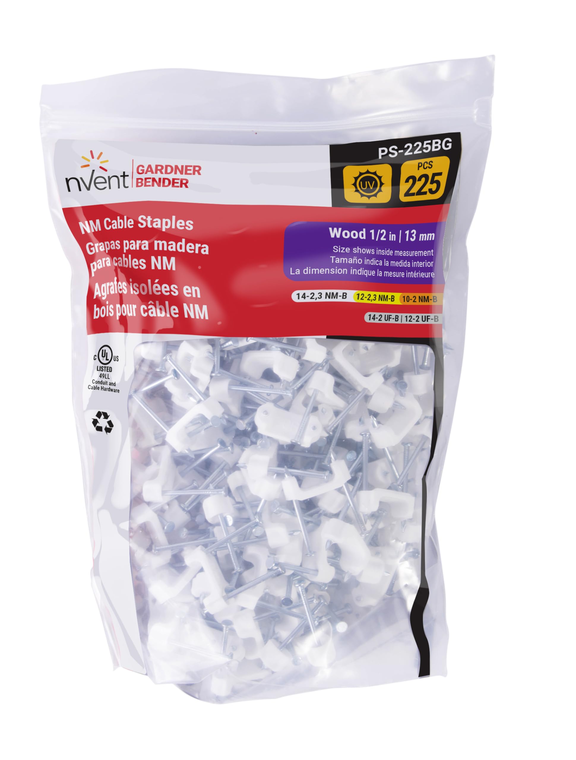 nVent GARDNER BENDER PS-225BG Plastic NM Cable Staple, 1/2 in., 225-Pk — Amazon image 3