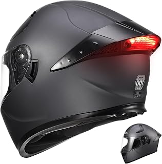 Full Face Motorcycle Helmet Led Dual Visor Tail Light DOT Approved Motorbike Racing Street Bike Helmets for Adult