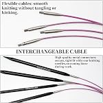 Froggod 4.53" (11.5cm) Interchangeable Circular Knitting Needles Set | US 2.5-11 (3.0-8.0mm) | 9-Pair Black Needles | 4 Cables(16", 24", 32", 40"), Accessories & Case for Hats, Sweaters & Shawls
