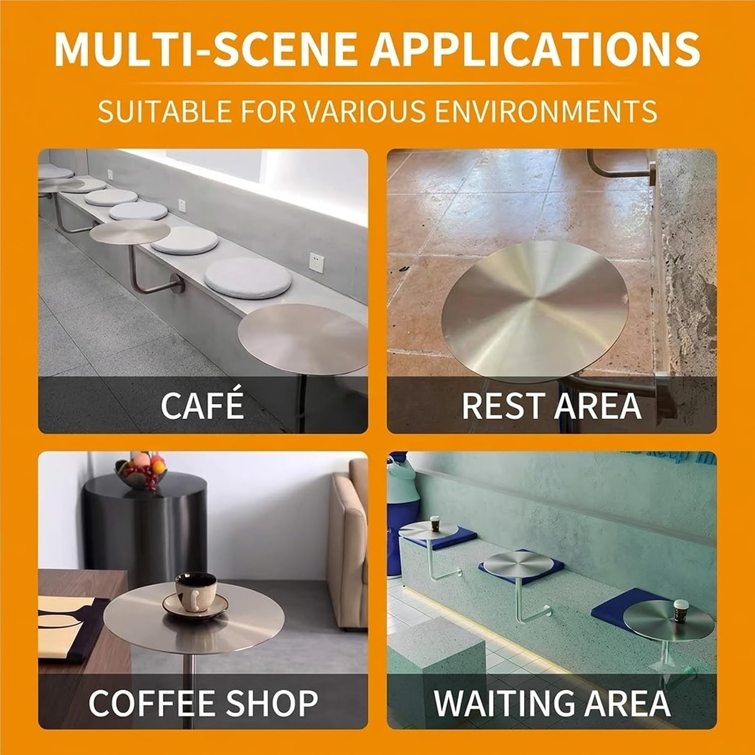 Wall Mounted Round Side Table for Small Spaces, Heavy-Duty Stainless Steel Floating Desk,Modern Pub Bar Table for Balcony, Cafe, Bedroom(I-Type,50cm/19.6in)