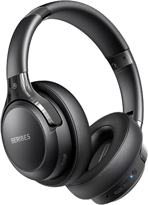 BERIBES Auriculares Bluetooth Over Ear Inalámbricos HiFi Estéreo 65 Horas 6EQ | Bluetooth 6.0, Micrófono HD Integrado, Plegables y Ligeros, Ajuste Cómodo, Carga Rápida, Graves Profundos para Hogar Oficina Celular PC etc.