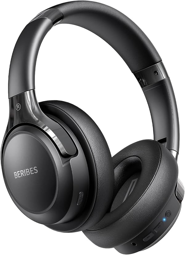 BERIBES Auriculares Bluetooth Over Ear Inalámbricos HiFi Estéreo 65 Horas 6EQ | Bluetooth 6.0, Micrófono HD Integrado, Plegables y Ligeros, Ajuste Cómodo, Carga Rápida, Graves Profundos para Hogar Oficina Celular PC etc.