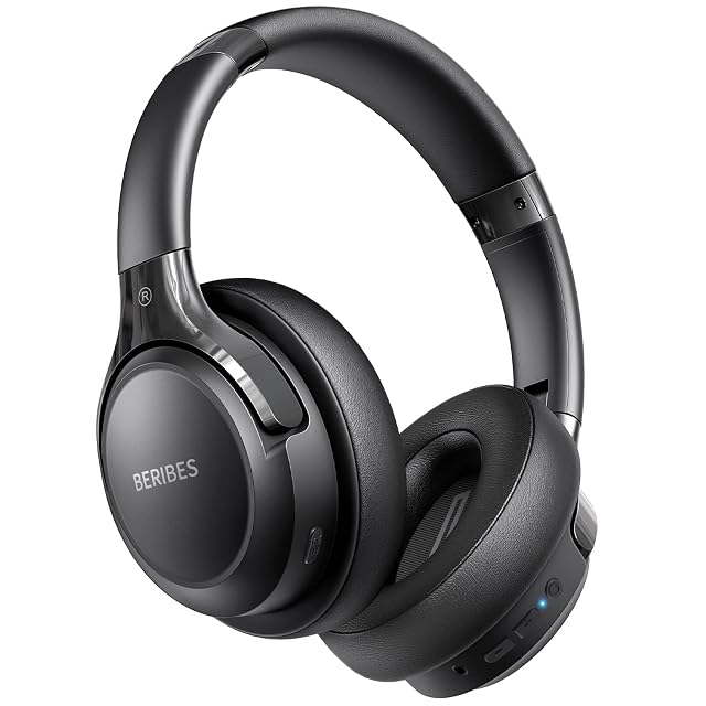 BERIBES Bluetooth Headphones Over Ear 65H Playtime and 6 EQ Music Modes Wireless Headphones with Microphone HiFi Stereo