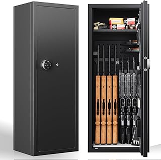 10-14 Gun Safe for Home Rifle and Pistols,Metal Gun Cabinet for Rifles and Shotgun,Gun Safe,Shotguns Rifle Safe with Pistol Pockets/Adjustable Partition Gun Safe, (Unassembled) - Xyvaly