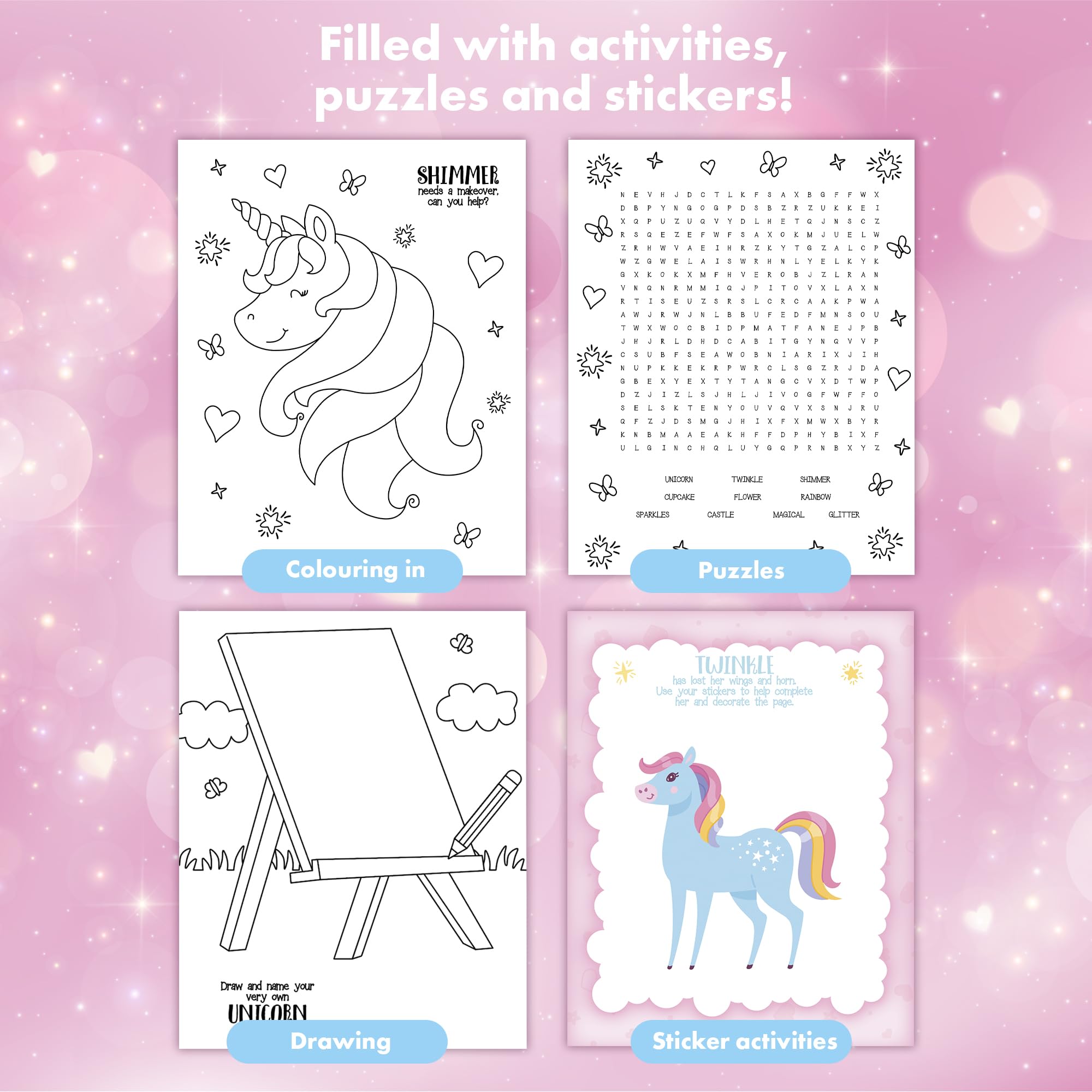 abeec Unicorn Sticker & Activity Book, Colouring Pages, Unicorn Activity, Unicorn Gift for Girls Over 80 Stickers, Mazes - Image 3