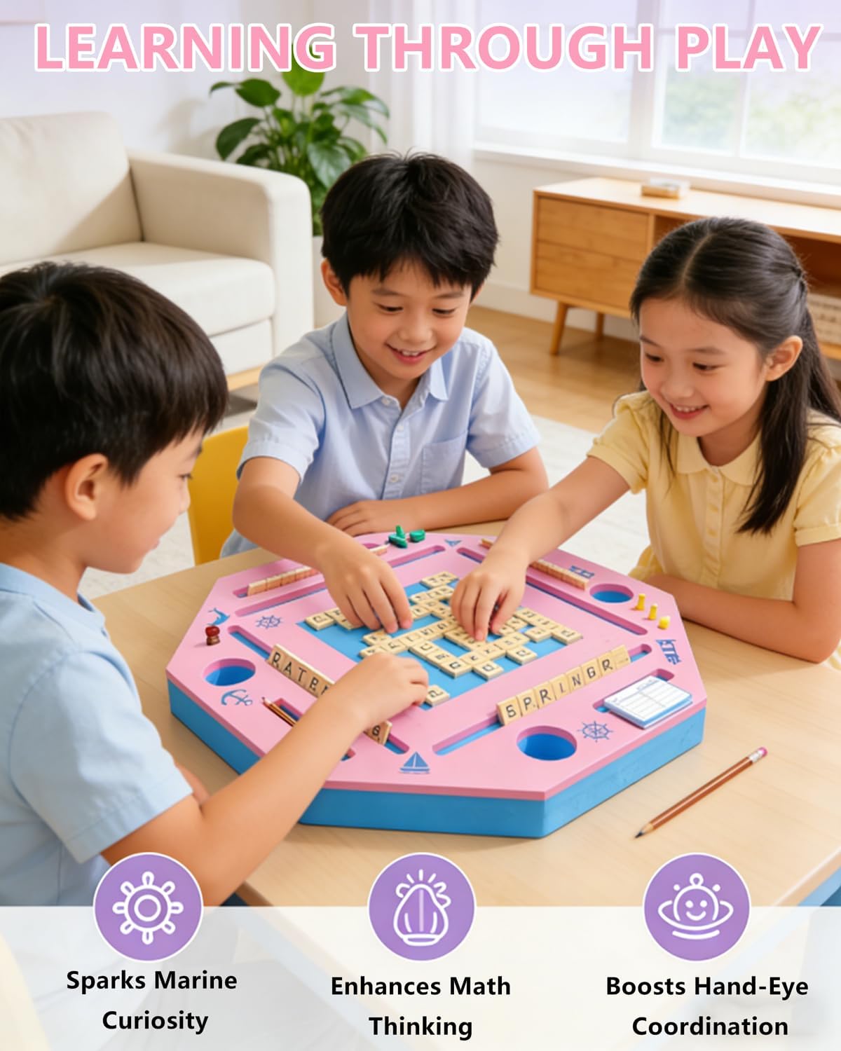 19 Inch Floating Mahjong Table for Pool & Lake, Outdoor Floating Game Table for Mahjong Card Games Scrabble Dominoes Poker