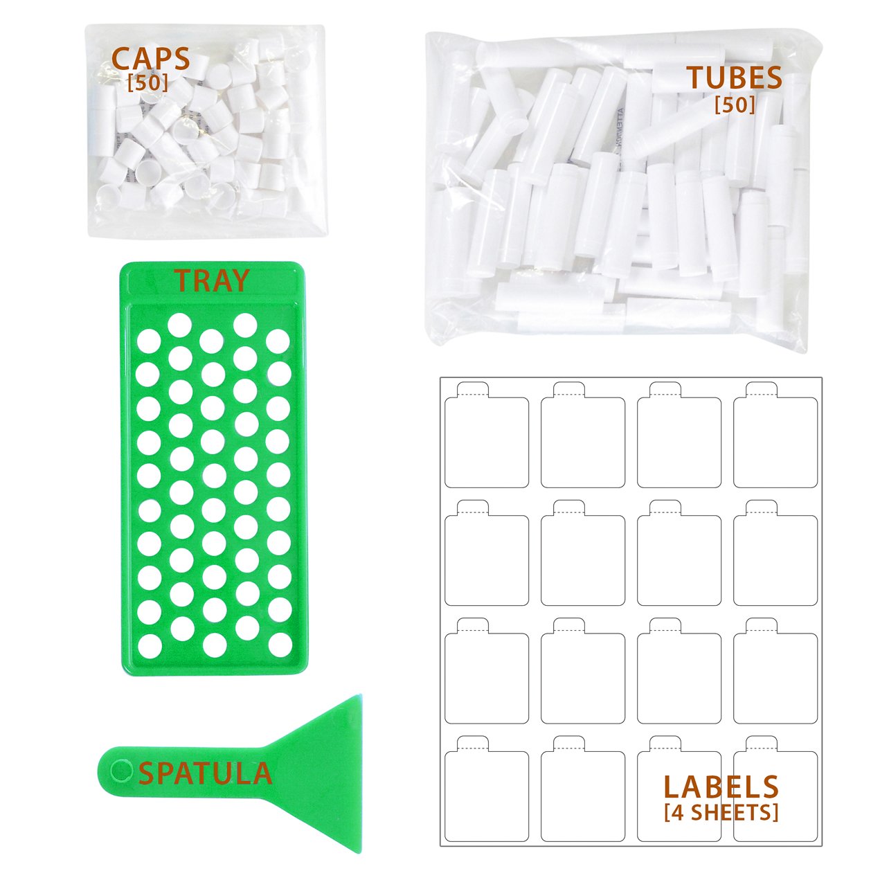 Milliard Lip Balm Crafting Kit – Includes Lip Balm Pouring Tray & 50 White 0.15oz (4.25g) Balm Tubes