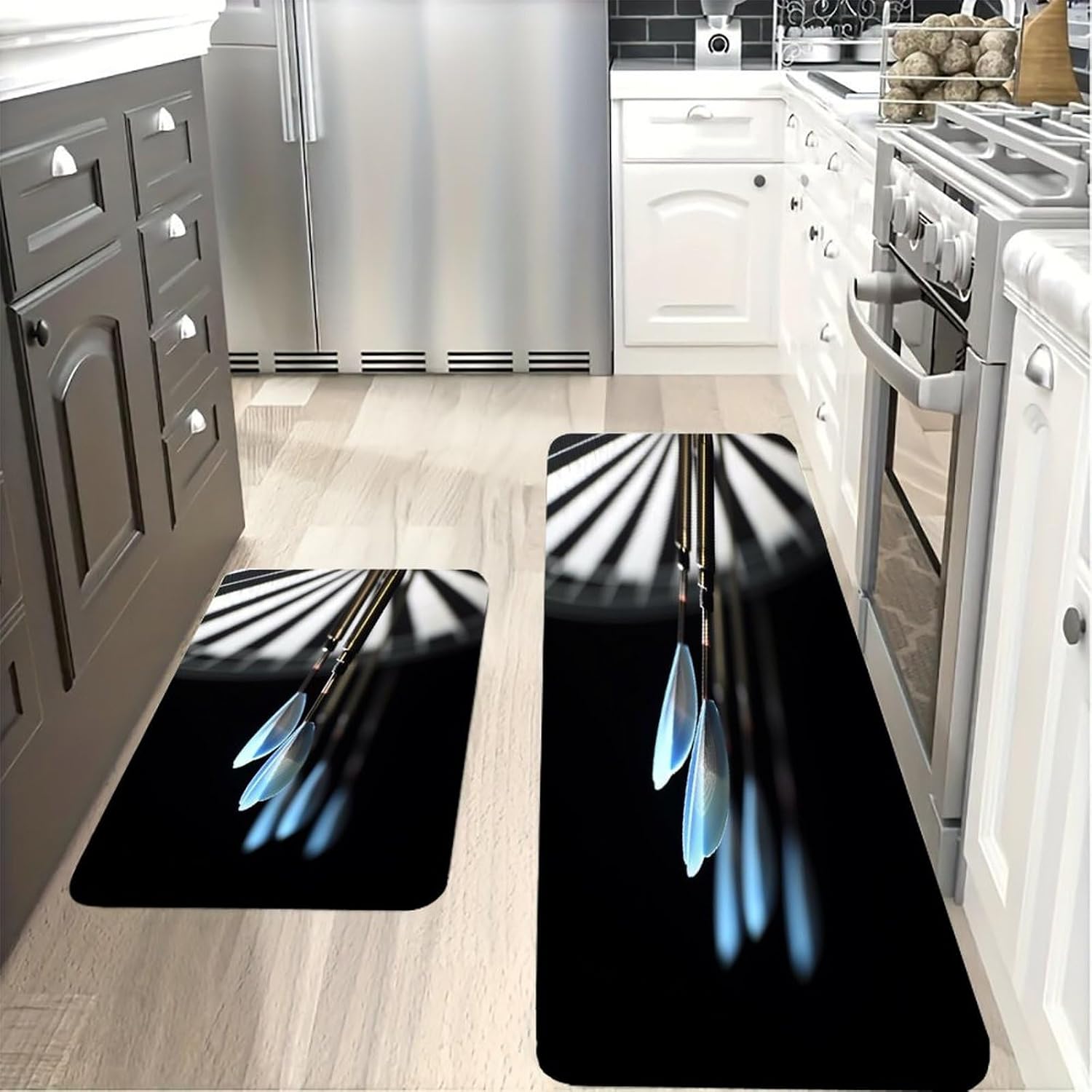 Darts Arrows Kitchen Mat Kitchen Rug Set | Kitchen Rugs Flannel Velvety Washable breathable Water Absorbent Soft ，kitchen utensils for Kitchen, Floor,Laundry