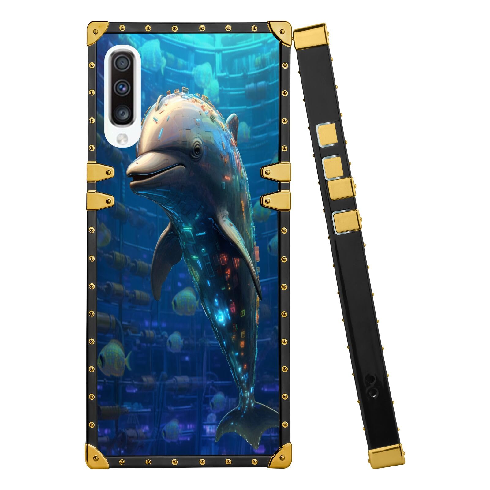 Elgzigok Phone Case for Samsung Galaxy A70 with Dolphin-aa128 Pattern Design Black Soft TPU Slim Fit Anti Scratched Protection Cover Case