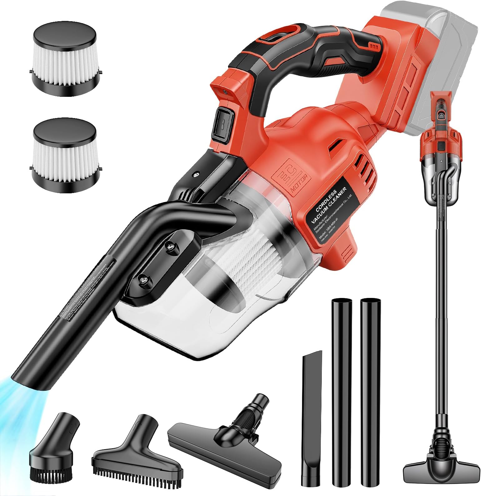 Cordless Vacuum Compatible with Milwaukee M18 Battery, Handheld Vacuum Cleaner for Home Pet Hair Car, 5-in-1 Portable Shop Vac with 2 Washable HEPA Filter, 4 Multi Nozzle (Battery Not Includ)