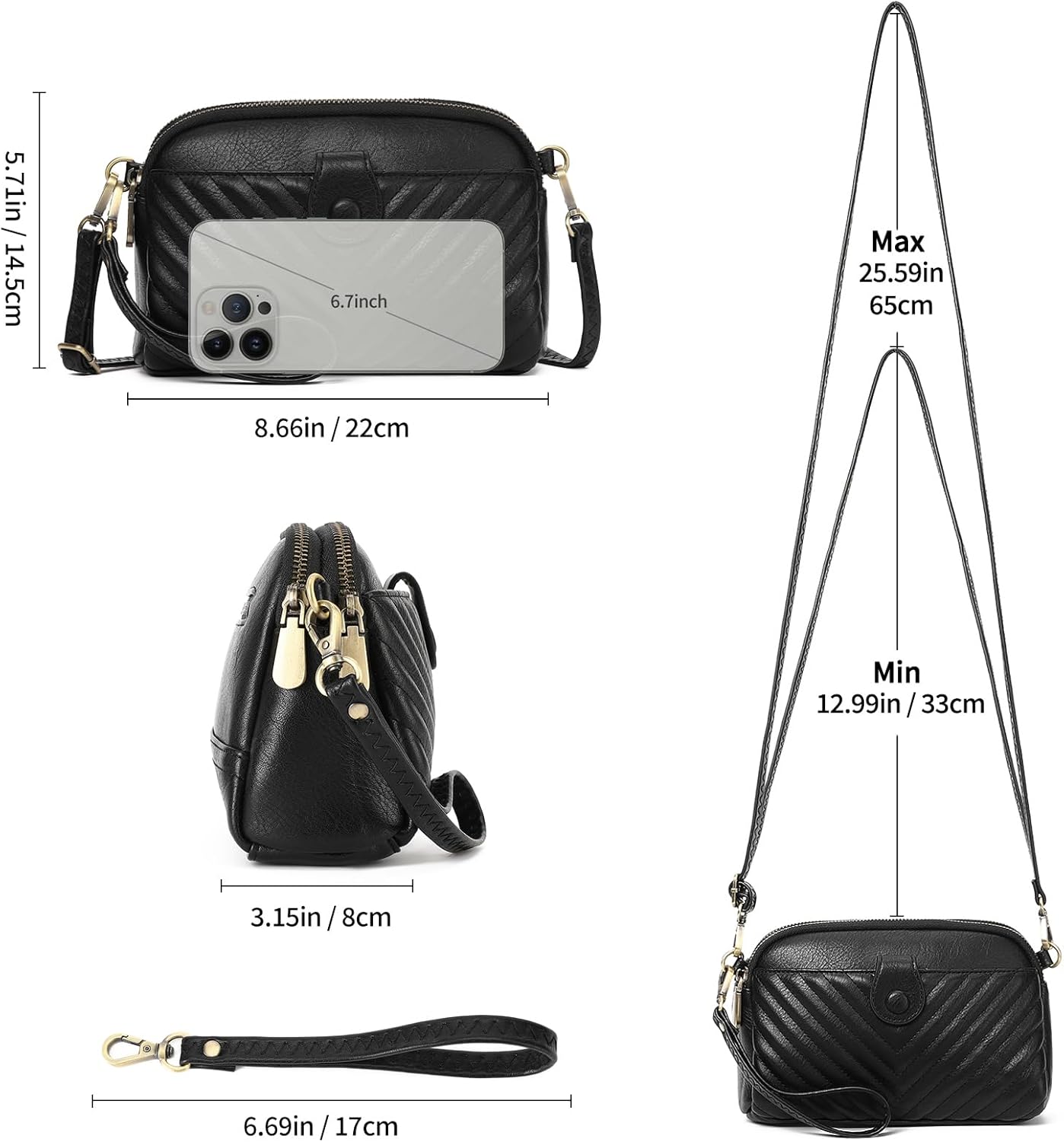 GAEKEAO Crossbody Bags for Women Small Genuine Leather Shoulder Purse Cross Body Bag with Wristlet Top Zipper - Image 2