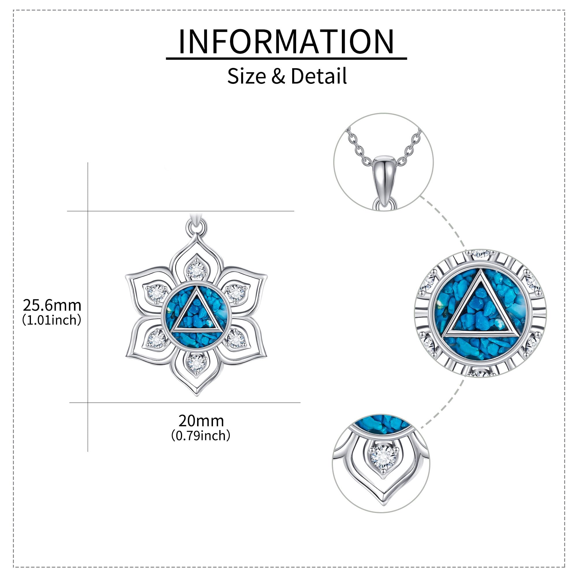 Aa Collier sobriété en argent sterling 925 avec le nom Alcoholics Anonymous Na Sobriété Bijou de récupération pour femmes et hommes, Argent sterling