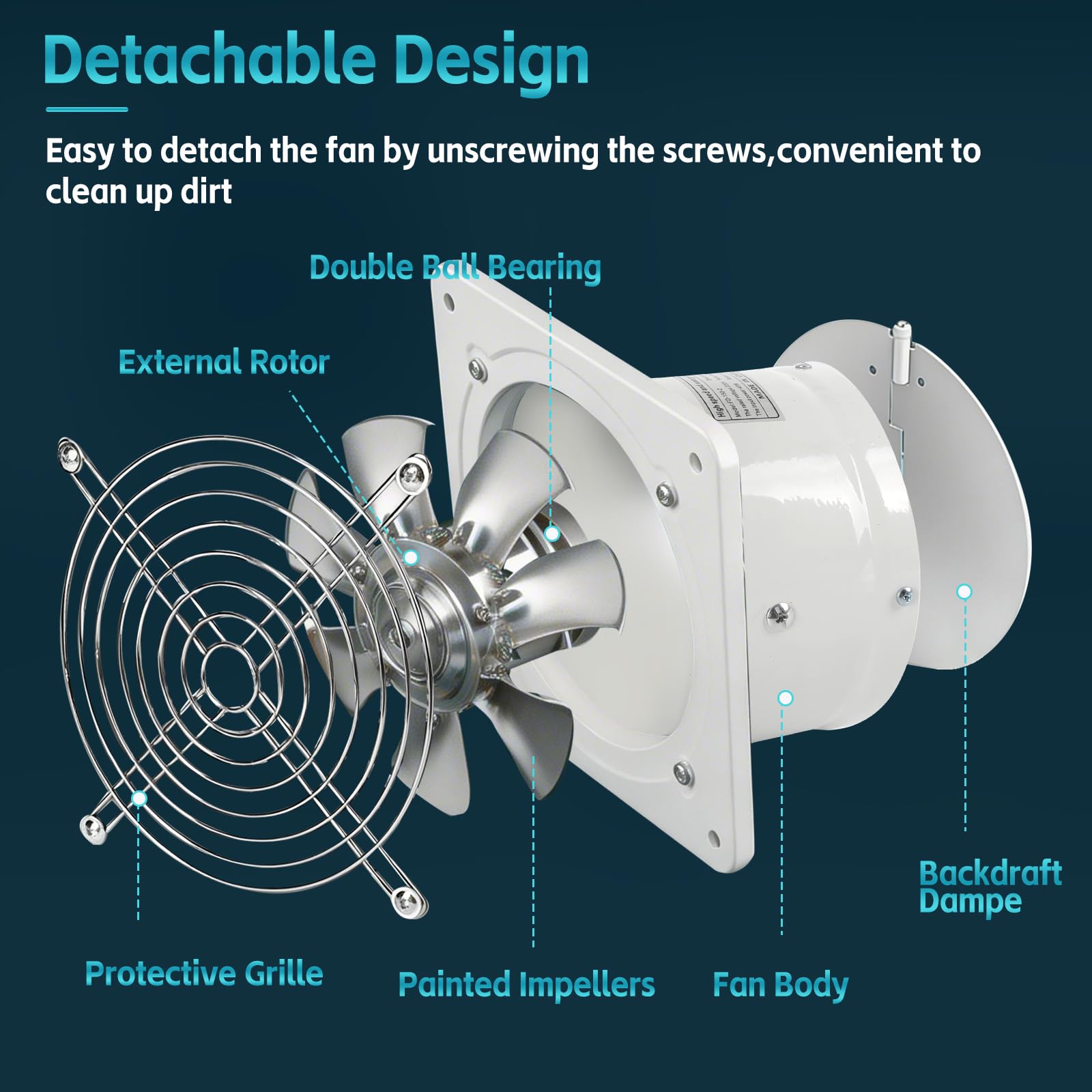 Ventilador extractor de 150 mm, 600 m³/h, silencioso, con interruptor, enchufe, válvula antirretorno, 40 W, ventilador de pared industrial, calidad de aire mejorada, para baño, cocina y garaje