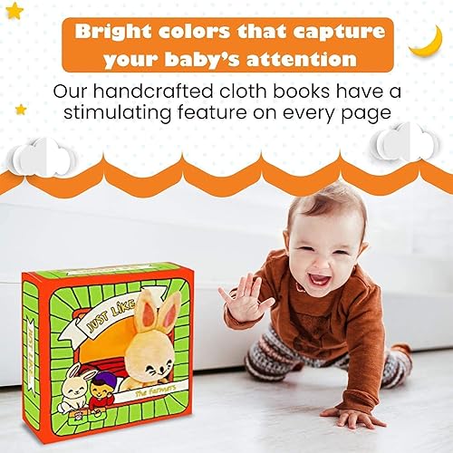 Miniatura 13 de Nuestro mejor libro de actividades blando para bebés de tela, juguetes educativos para niños, 1 año de edad, hecho a mano con solapa Peekaboo,
