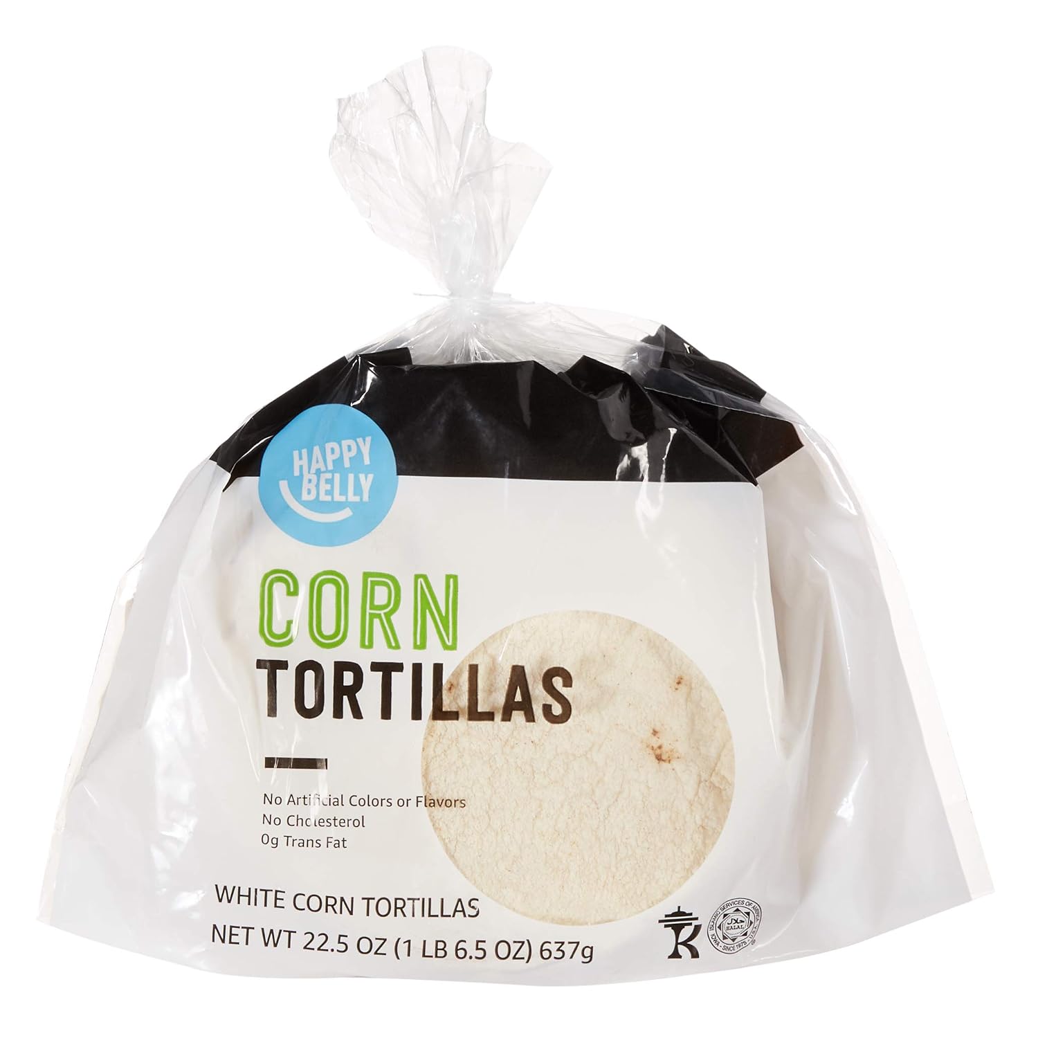 Amazon Brand - Happy Belly Corn Tortillas, Small, 30 Count, 22.5 oz