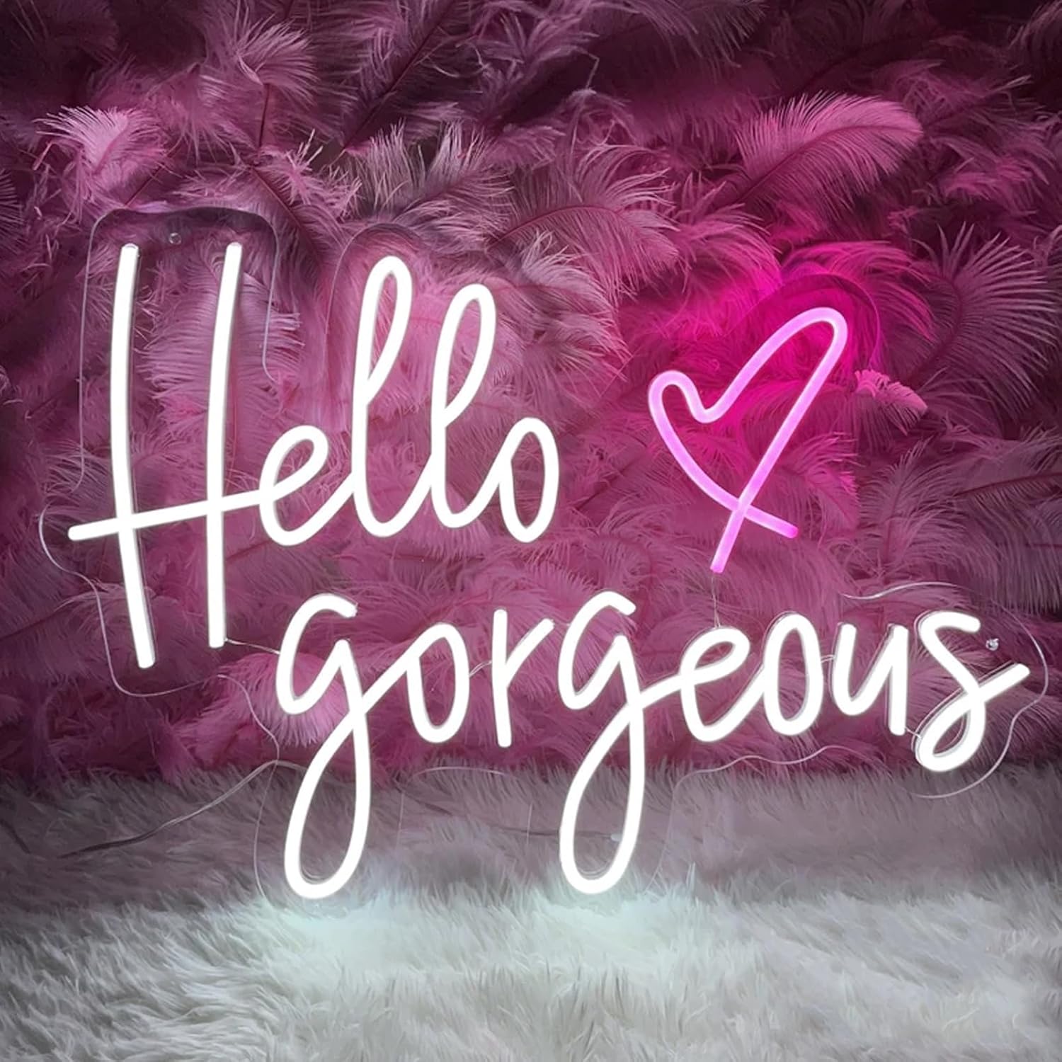 Hello Gorgeous Neon Sign LED Neon Wall Lights Signs for Wedding Birthday Party Bachelorette Engagement Bar Club Salon Gifts Size: 31inch