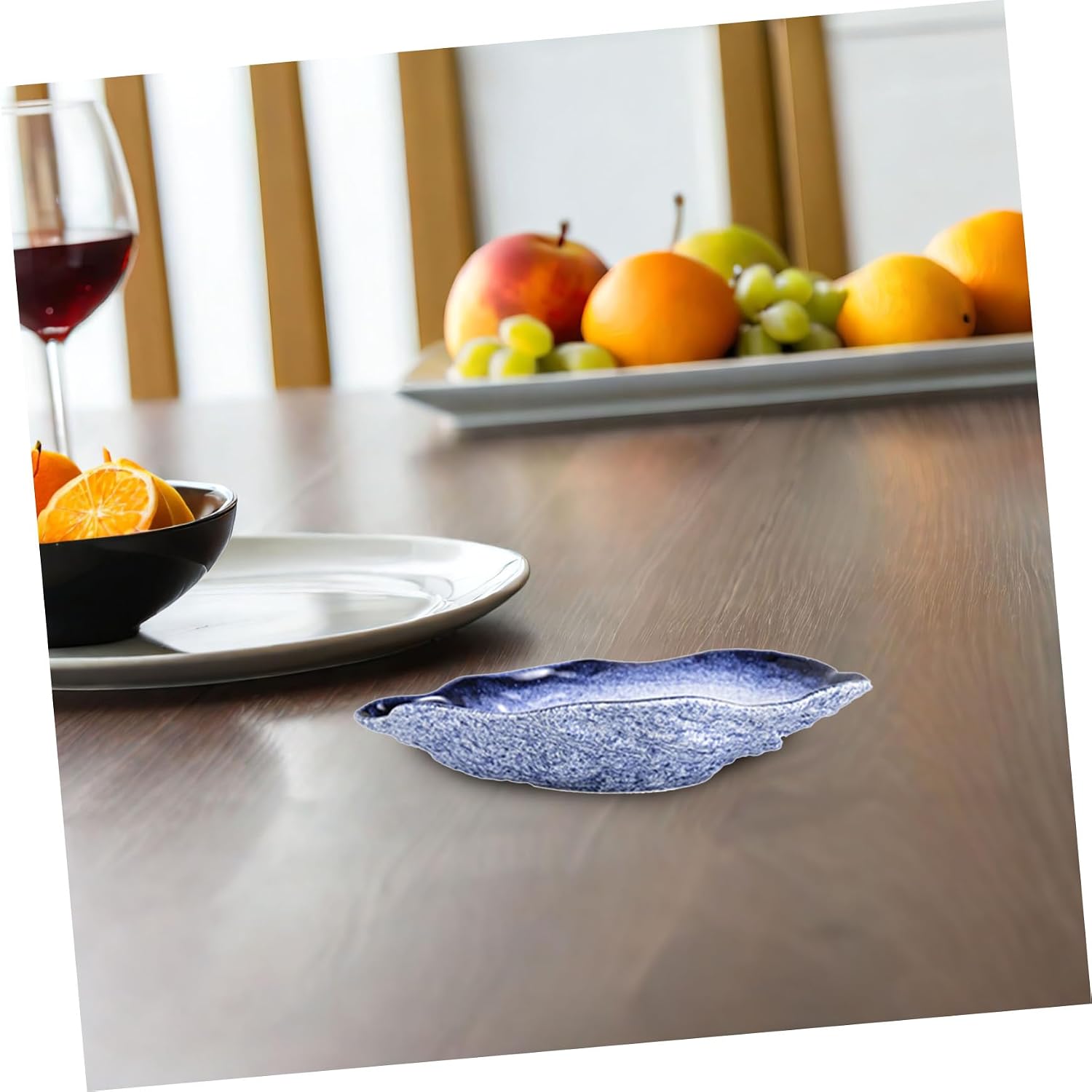 VALICLUD Irregular Shell Shape Oyster Shell Plate 7.5 Inch Snow Blue Porcelain Food Serving Tray Multifunctional Dessert and Salad Dish for Home and Seafood Presentation