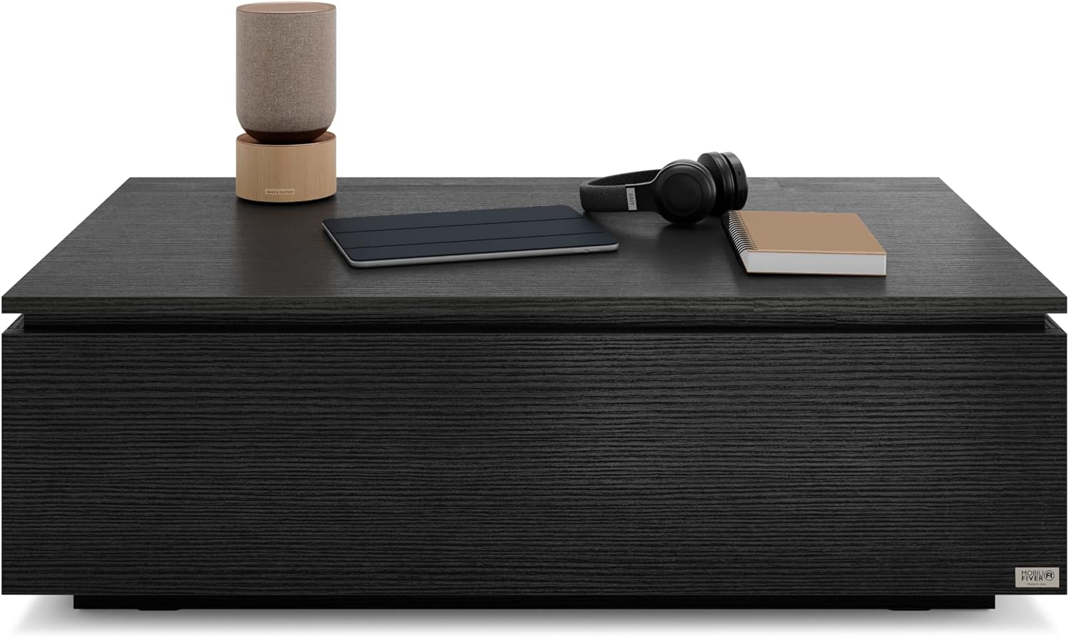 Mobili Fiver, Coffee Table with Storage X, Black Ashwood, Melamine-Finished, Modern Coffee Table, Italian Furniture