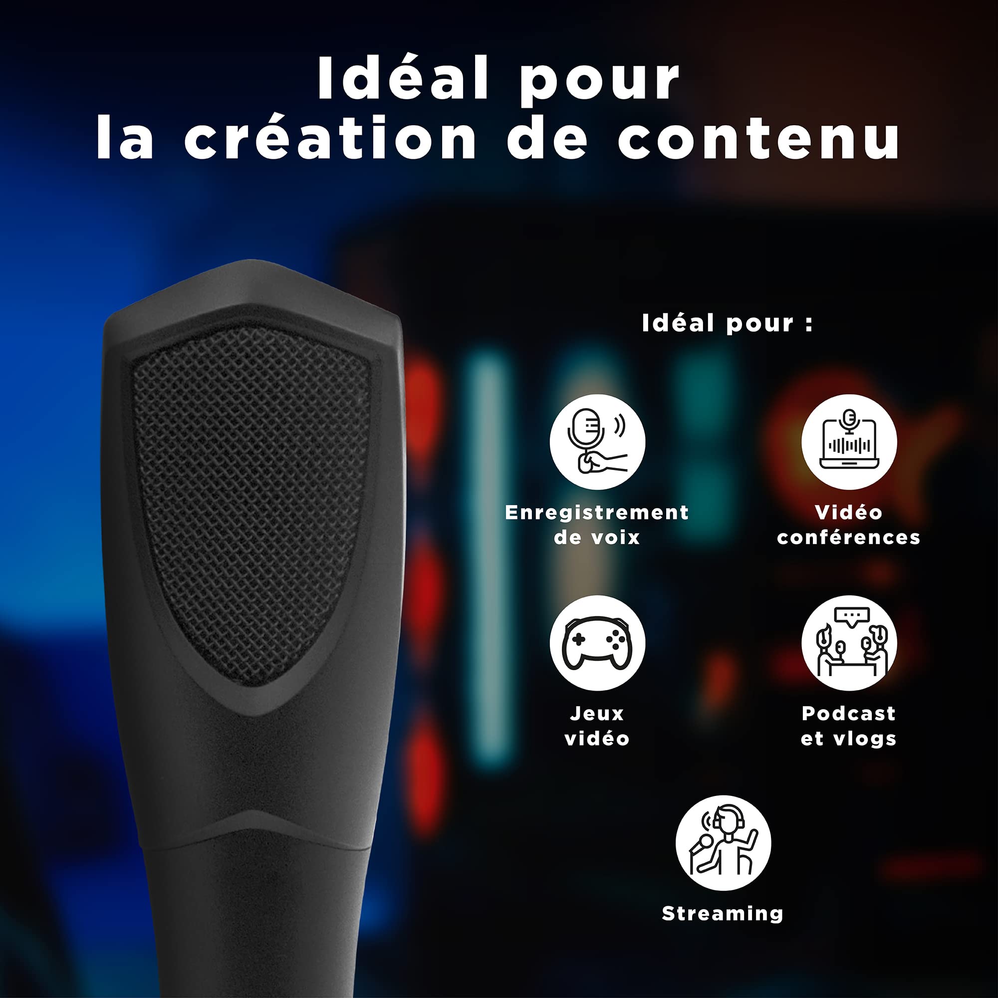 T'nB Tnb Influenza Microfono Omnidirezionale A Condensatore, Suono Di Qualità per Desktop, Ideale per Streaming, Youtuber, Podcast - Nero