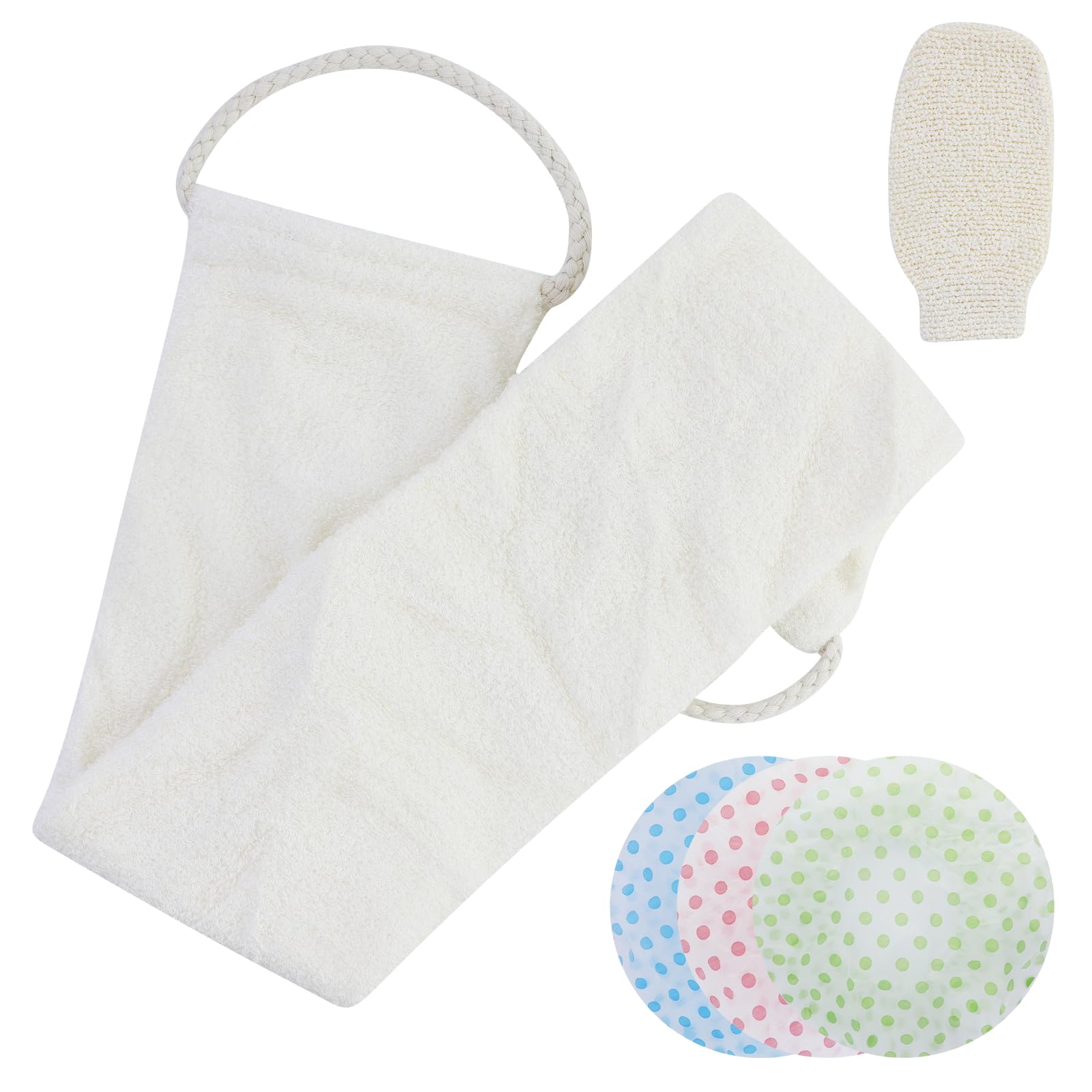 Loofah Back Scrubber, pasek kąpielowy z podkładką z gąbki Luffa, organiczny złuszczający grzbiet, dla mężczyzn i kobiet