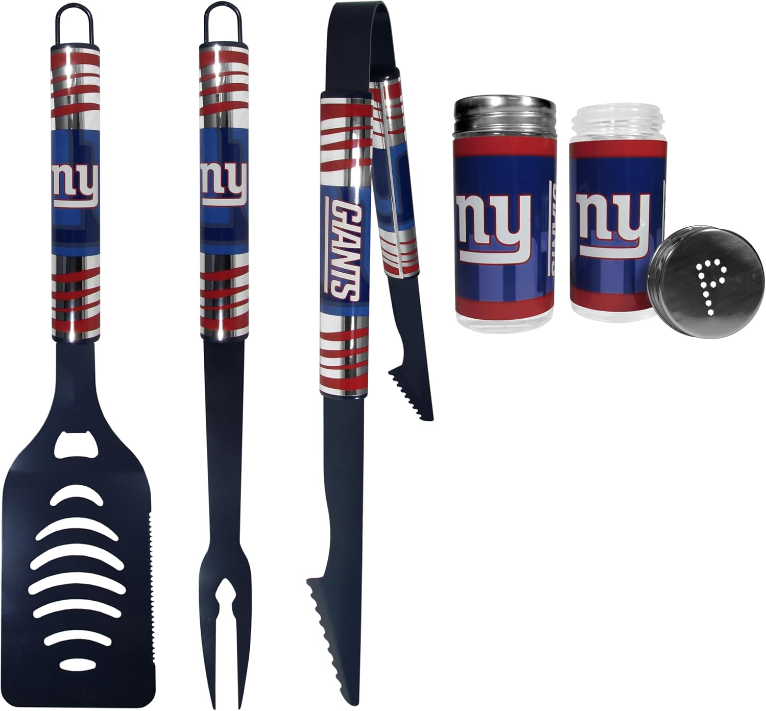 Siskiyou Sports NFL New York Giants 3pc Color BBQ Tools w/Salt & Pepper Shakers, One Size, Team Colors