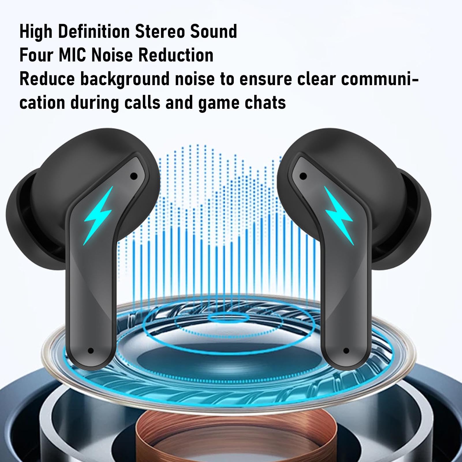 Bewinner Auricolari da Gioco Wireless, Adattatore USB C Bluetooth 5.3 a Basso Contenuto di Auricolari a Bassa Latenza con Pc con Console VR (BLACK)