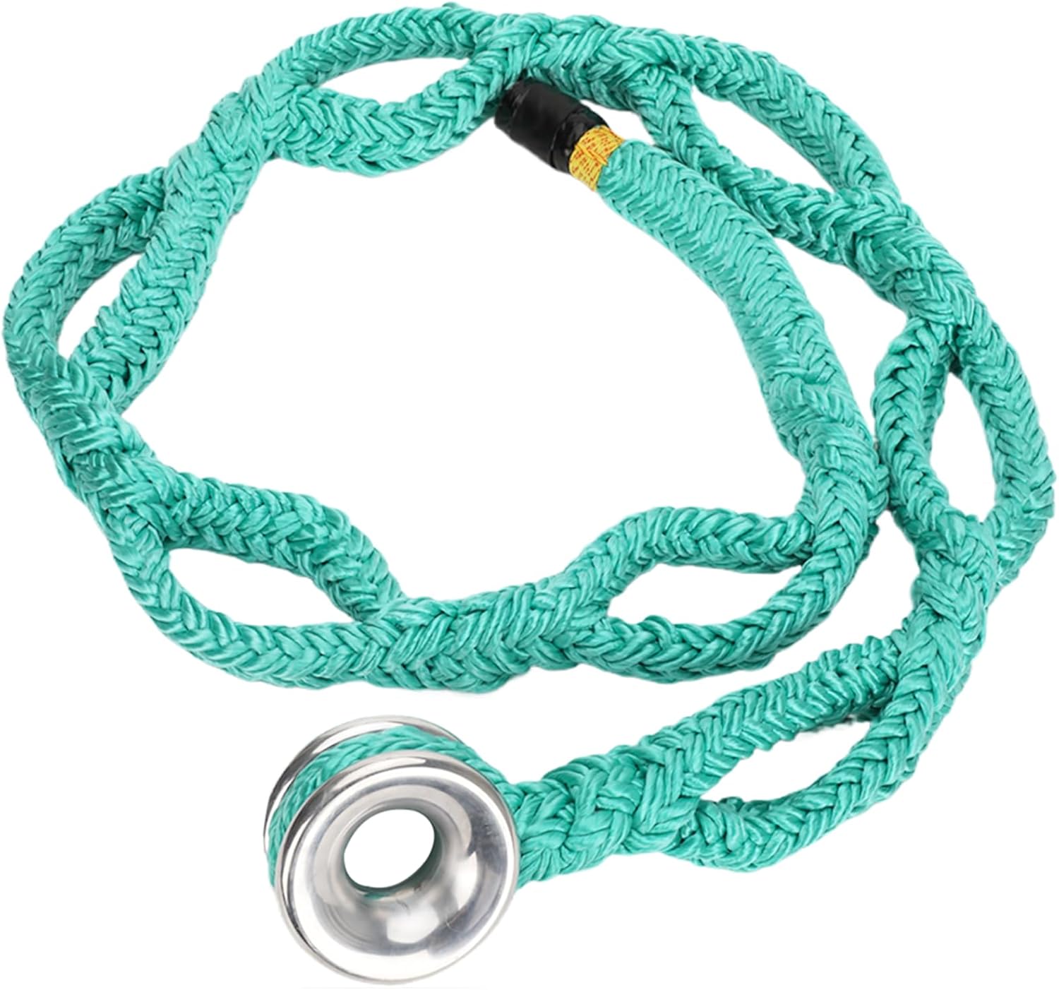 Rigging Ring Sling Rope 40203, 3/4” × 6' Arboart Rope Sling with 28mm Inner Diameter Aluminum Rigging Ring, 7-Pocket Regulate, 12 Strand Green Polyester, 14600 Lbs Mbs