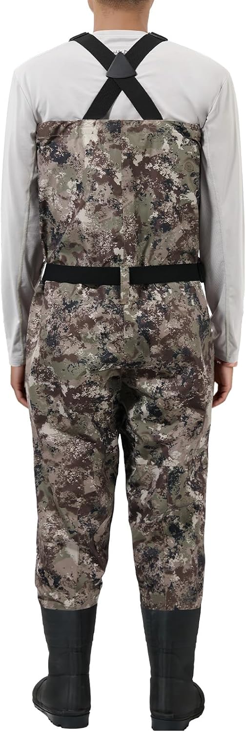 BASSDASH Men’s Lightweight Breathable Chest Wader Black Camo Boot Foot for Fly Fishing Hunting FW11