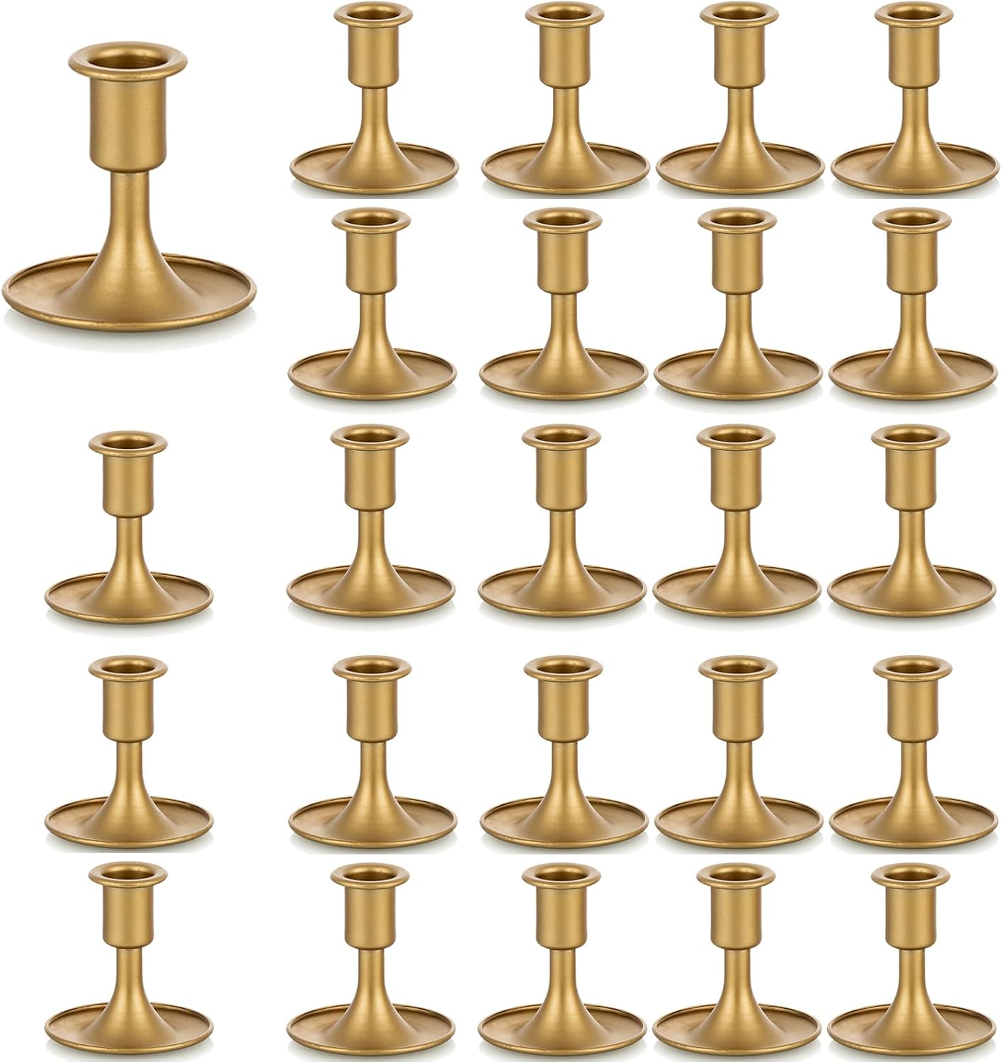 Candlestick Holders Taper Candle Holders, Romadedi Gold Candle Stick Candle Holder for Table Centerpiece, Wedding Reception, Festive Christmas Mantel Decoration or Home Decor, Set of 24