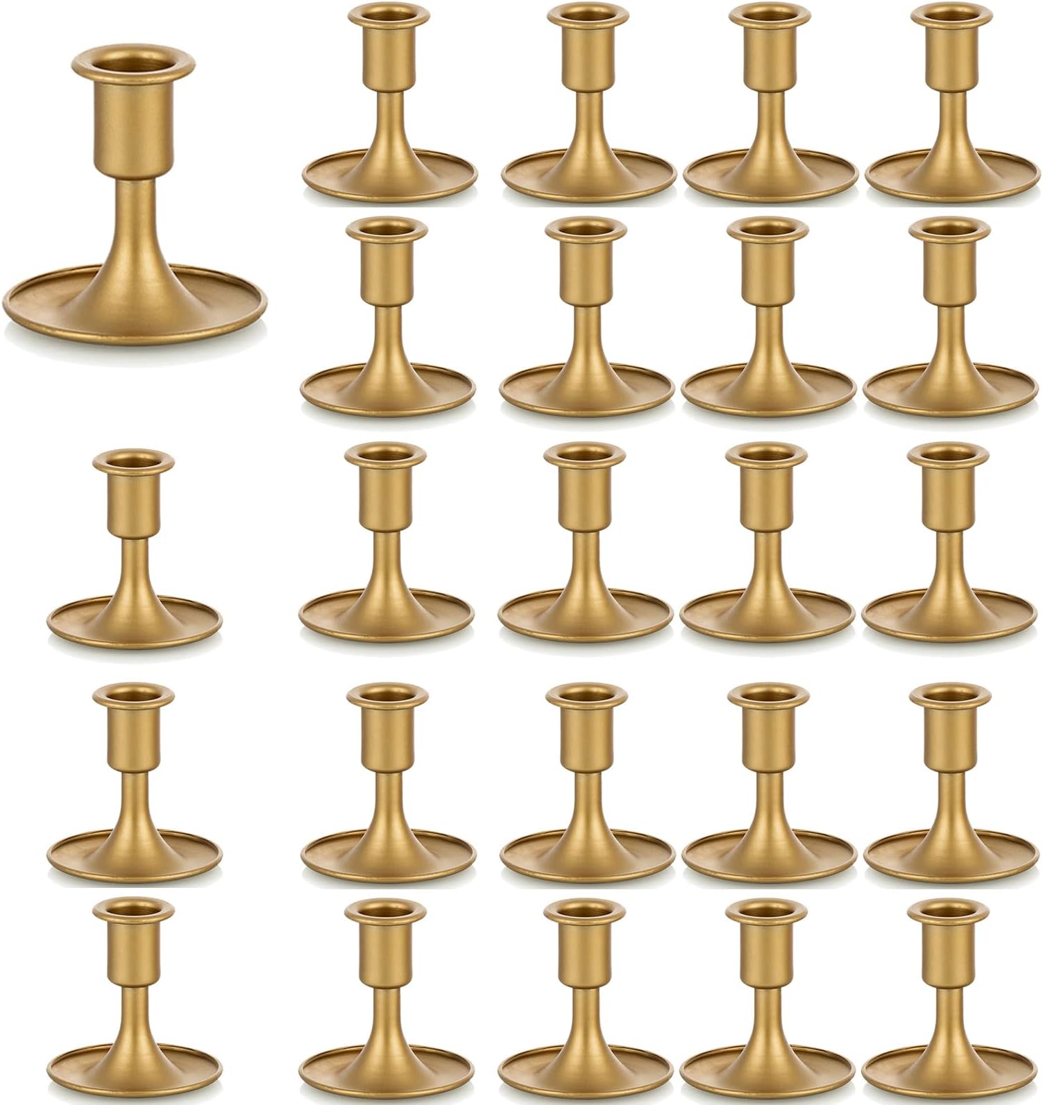 Candlestick Holders Taper Candle Holders, Romadedi Gold Candle Stick Candle Holder for Table Centerpiece, Wedding Reception, Festive Christmas Mantel Decoration or Home Decor, Set of 24