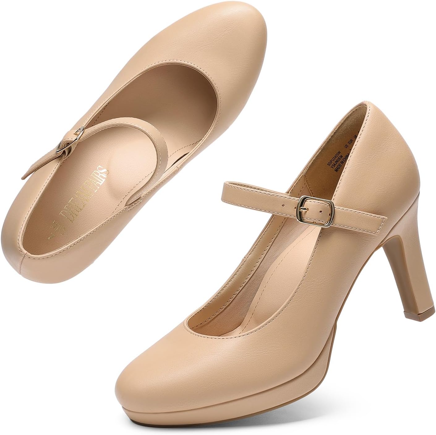 DREAM PAIRS Women's Pumps Close Toe Classic High Heels Round Toe Comfortable Low Platform Mary Jane Dress Shoes - Image 7