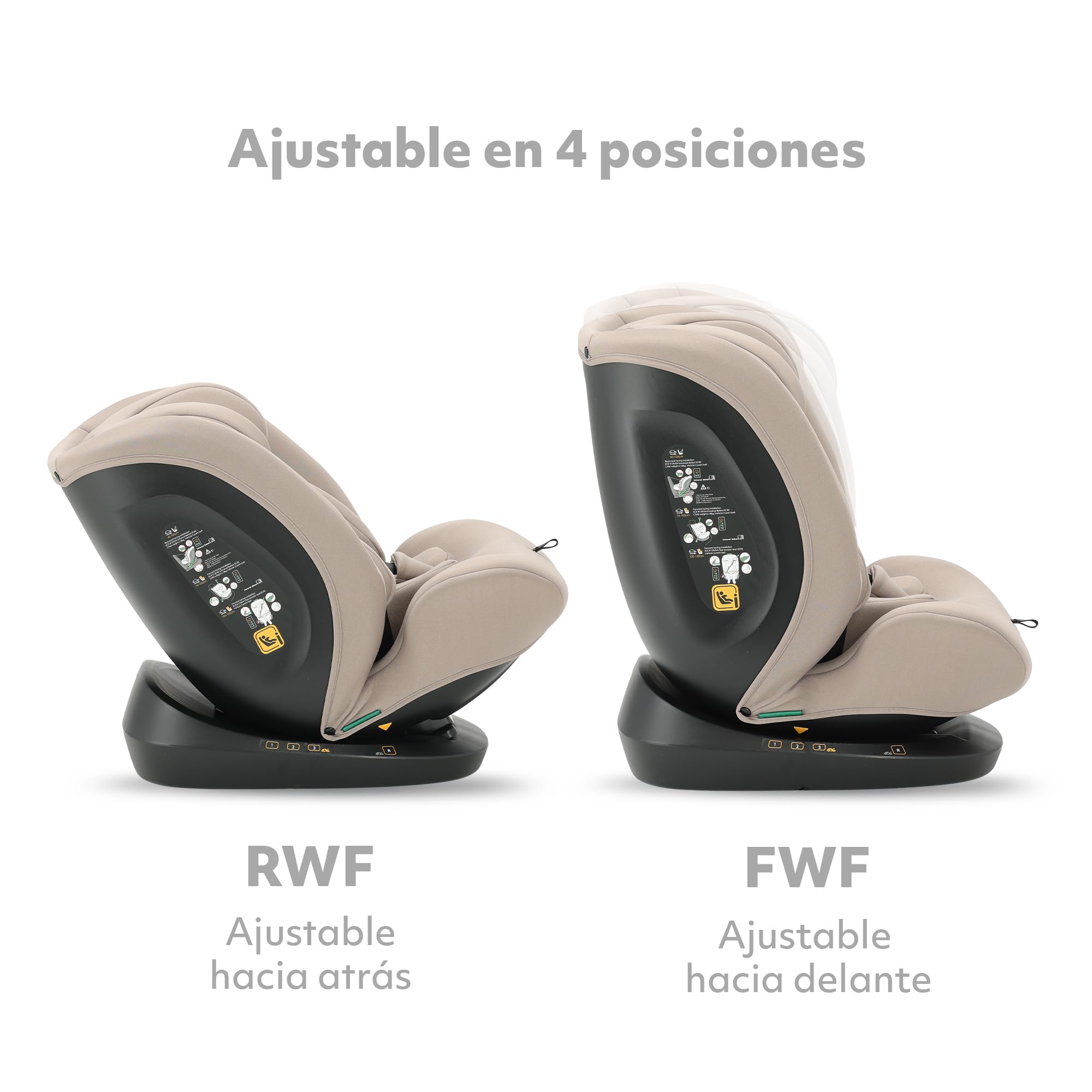 Silla de coche para niños Deryan Clyde i-Size (40-150 cm), 0-12 años, 0-36 kg, Montaje con cinturones de seguridad, reposacabezas y respaldo ajustables, reductor e inserto lingual, R129 (Nougat)