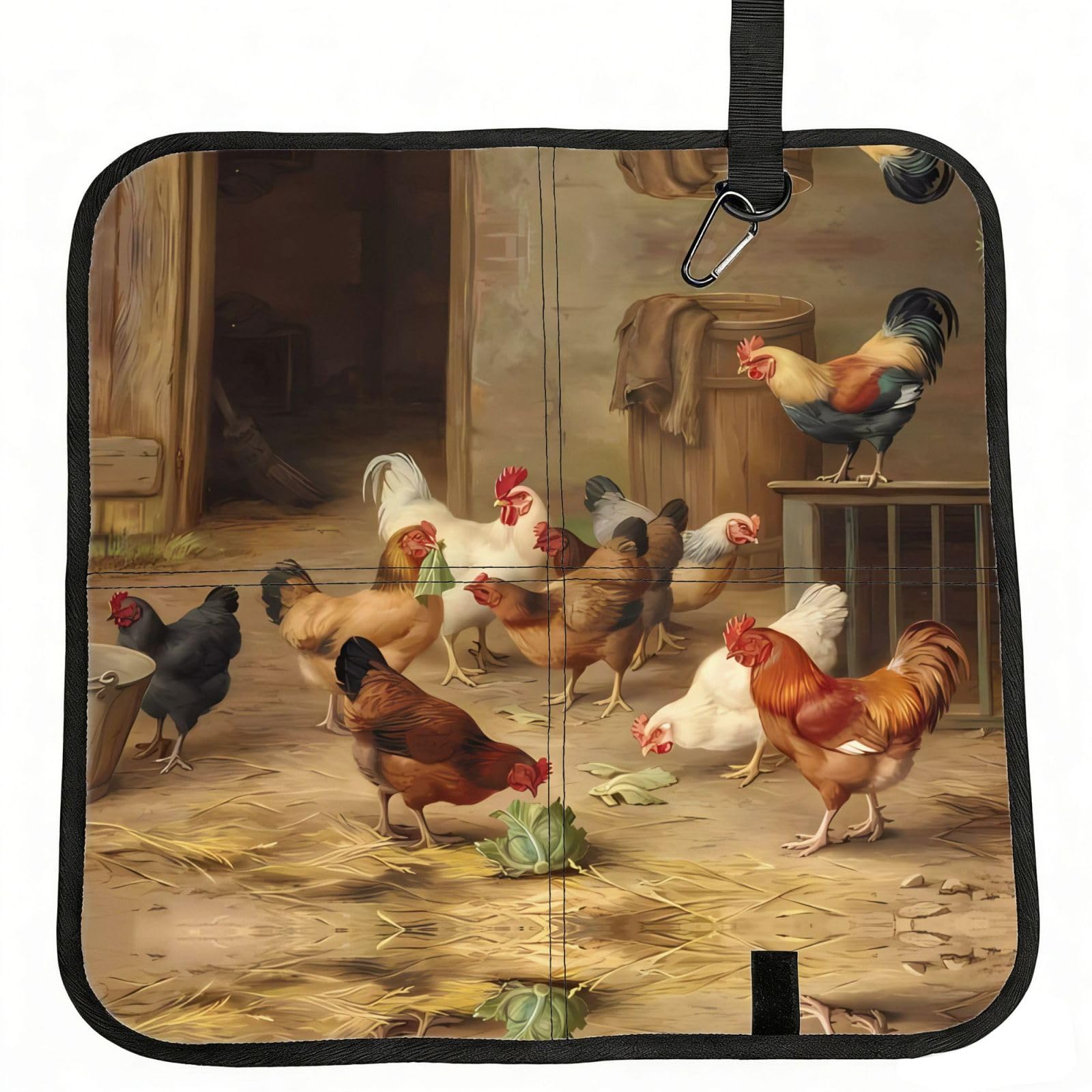 WZYCWB Roast Chicken Hen Farm Foldable Seating Cushion with Carabiner - Stadium Mat for Camping, Hiking and Outdoor Activities