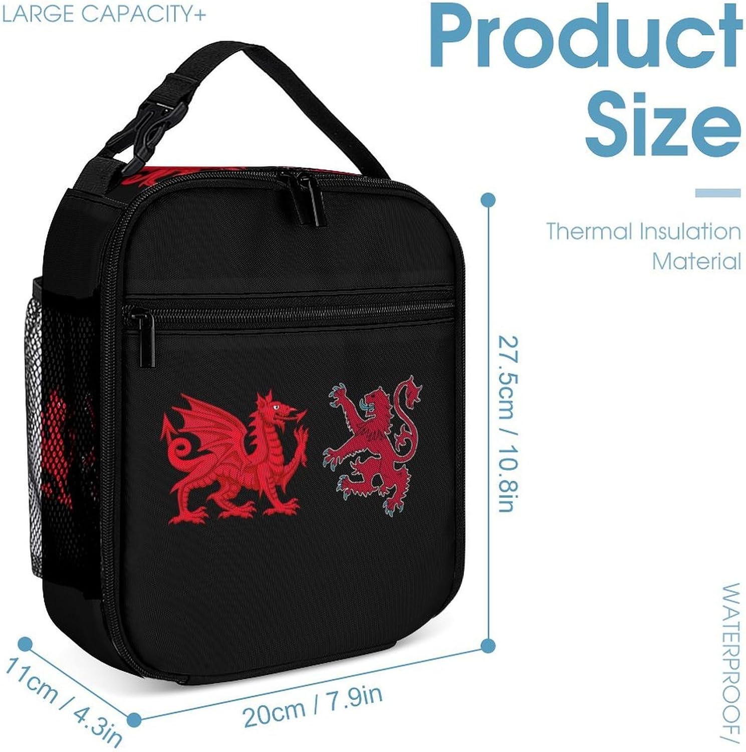 Scotland Lion Welsh Dragon Cute Backpack Sets with Lunch Box And Pencil Case Casual 3Pcs Daypack Set for Women Men image 4