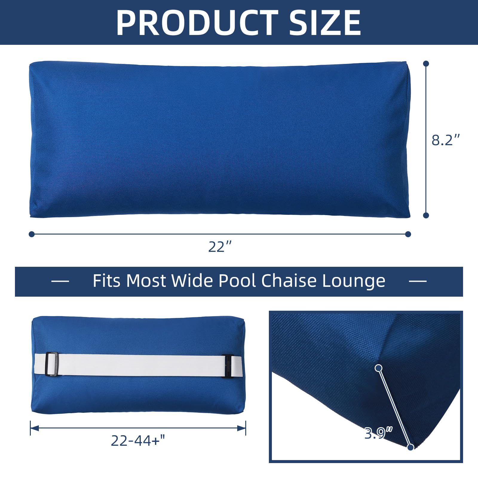 Almohada reposacabezas para tumbona de piscina, almohadas de descanso para piscina al aire libre con banda elástica para sillas reclinables y sillas de patio de piscina, almohada de apoyo