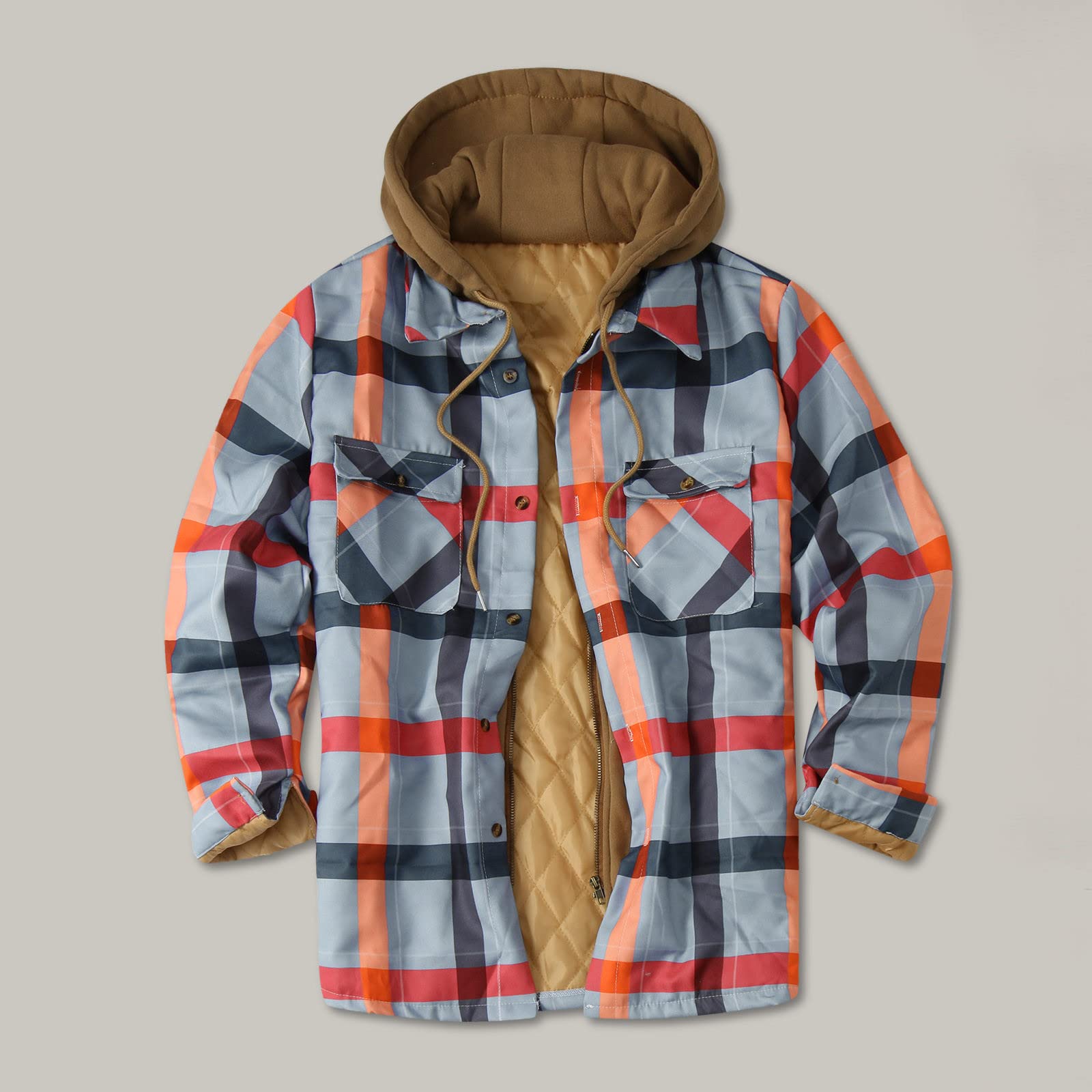 Camisa de franela de manga larga para hombre, de forro polar, con botones, para el tiempo libre, ajuste normal, forro polar, térmica, para hombre, de franela de manga larga, a cuadros,
