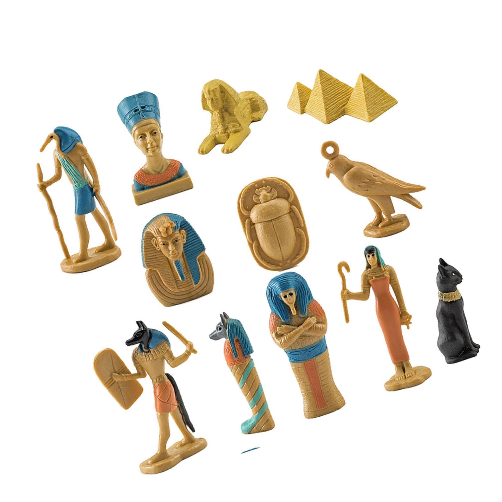 KIXZSAZ Exquisite 12Pcs Ancient Egypt Figurines Multicolor Egyptian Ornaments Small Statues Queen Toy
