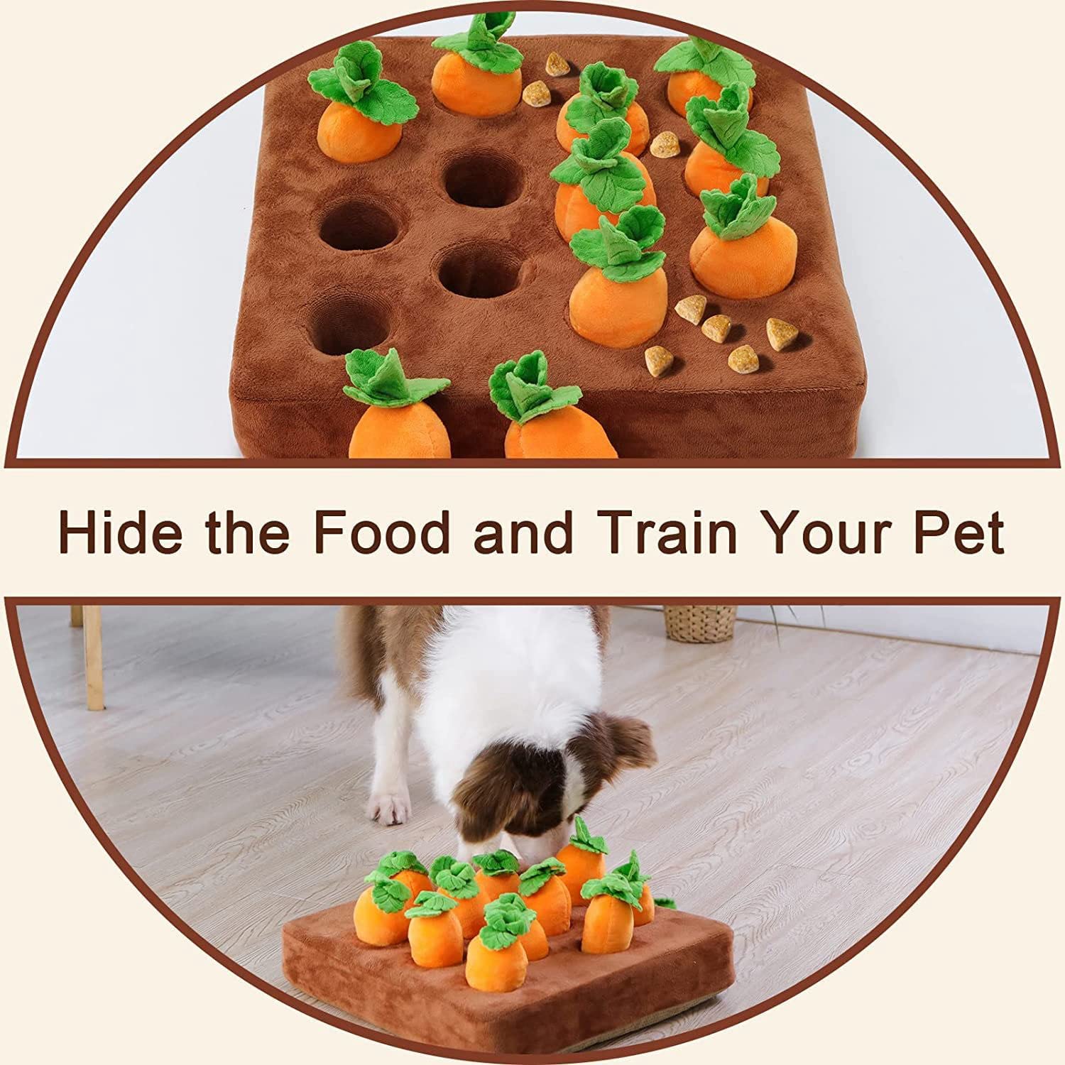 ANTIOCH Giocattoli Interattivi per Cani, Carota per Cani, Giocattoli Puzzle Peluche 2 in 1, Giochi Alimentazione per Naso per Alleviare lo Stress degli Animali Domestici