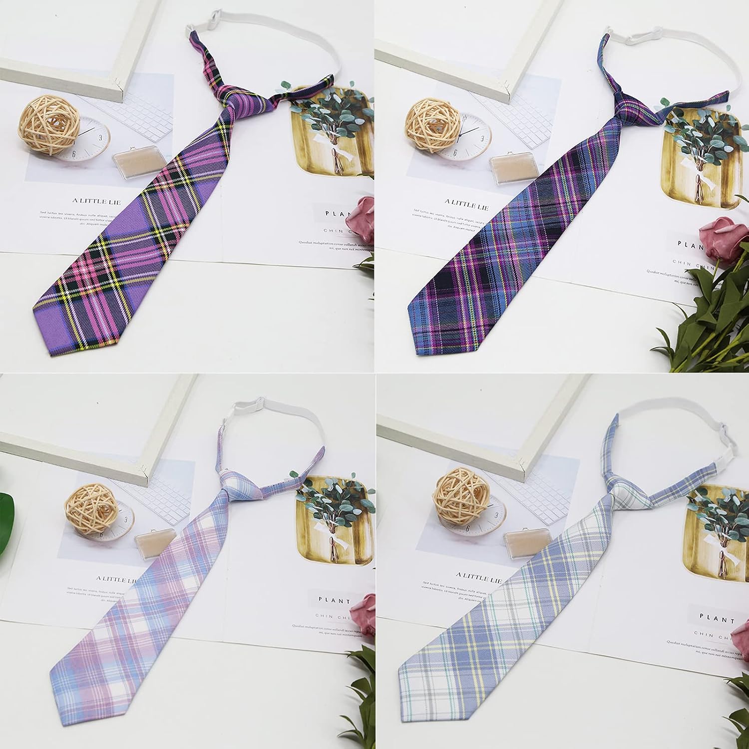 Ties for Senior High School Girl Uniform Pre-tied Preepy Look Adjustable Neck Ties Photo Props
