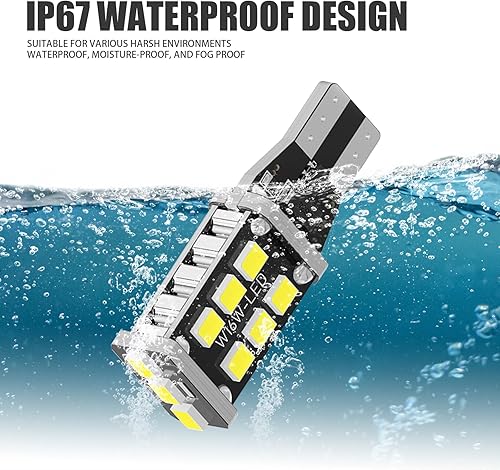 Miniatura 3 de Tesnaao 4 luces LED de decodificación para coche T15, 2835-15SMD PC Board Smart IC Driver IP67 impermeable rápida disipación de calor luz de freno